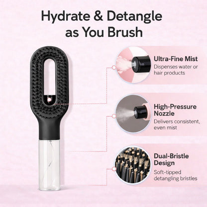 2-in-1 spray hair brush