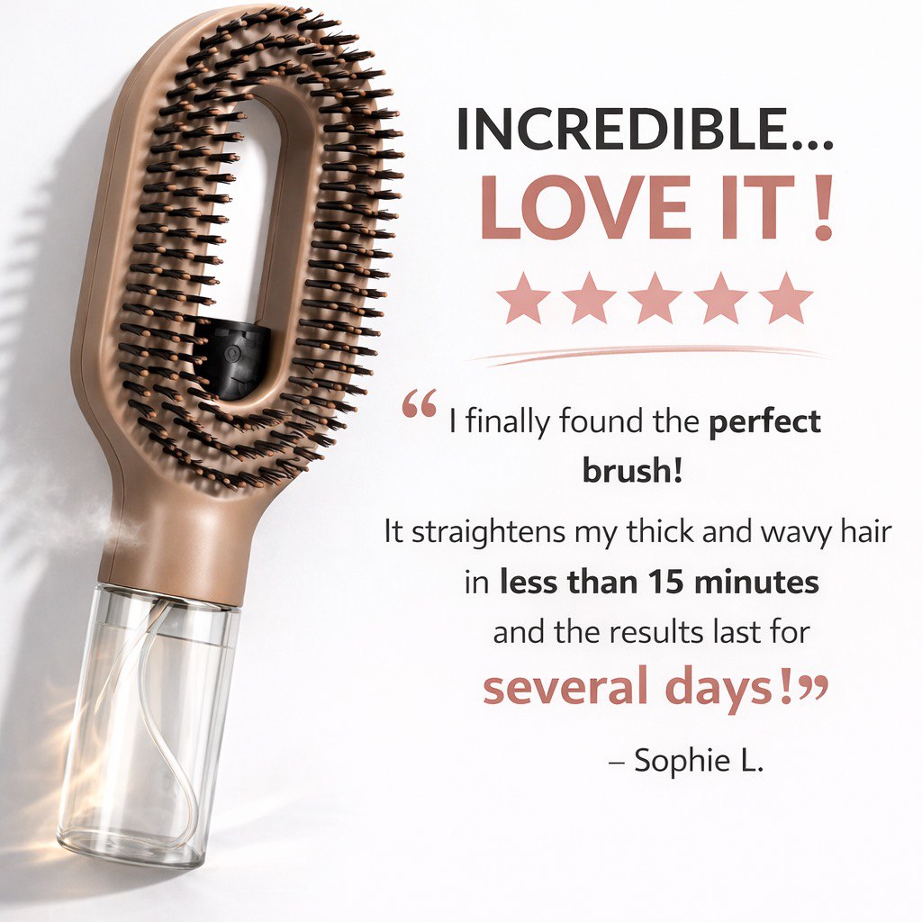 2-in-1 spray hair brush