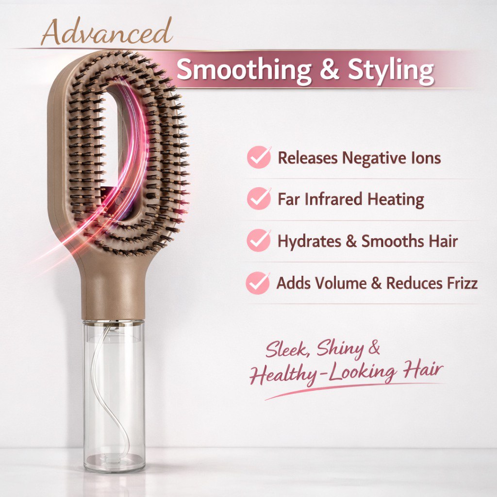 2-in-1 spray hair brush