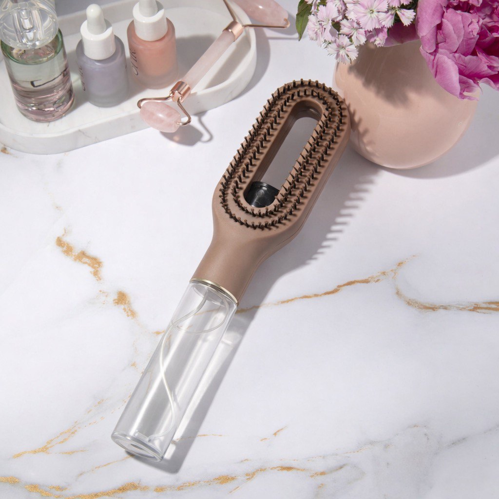 2-in-1 spray hair brush